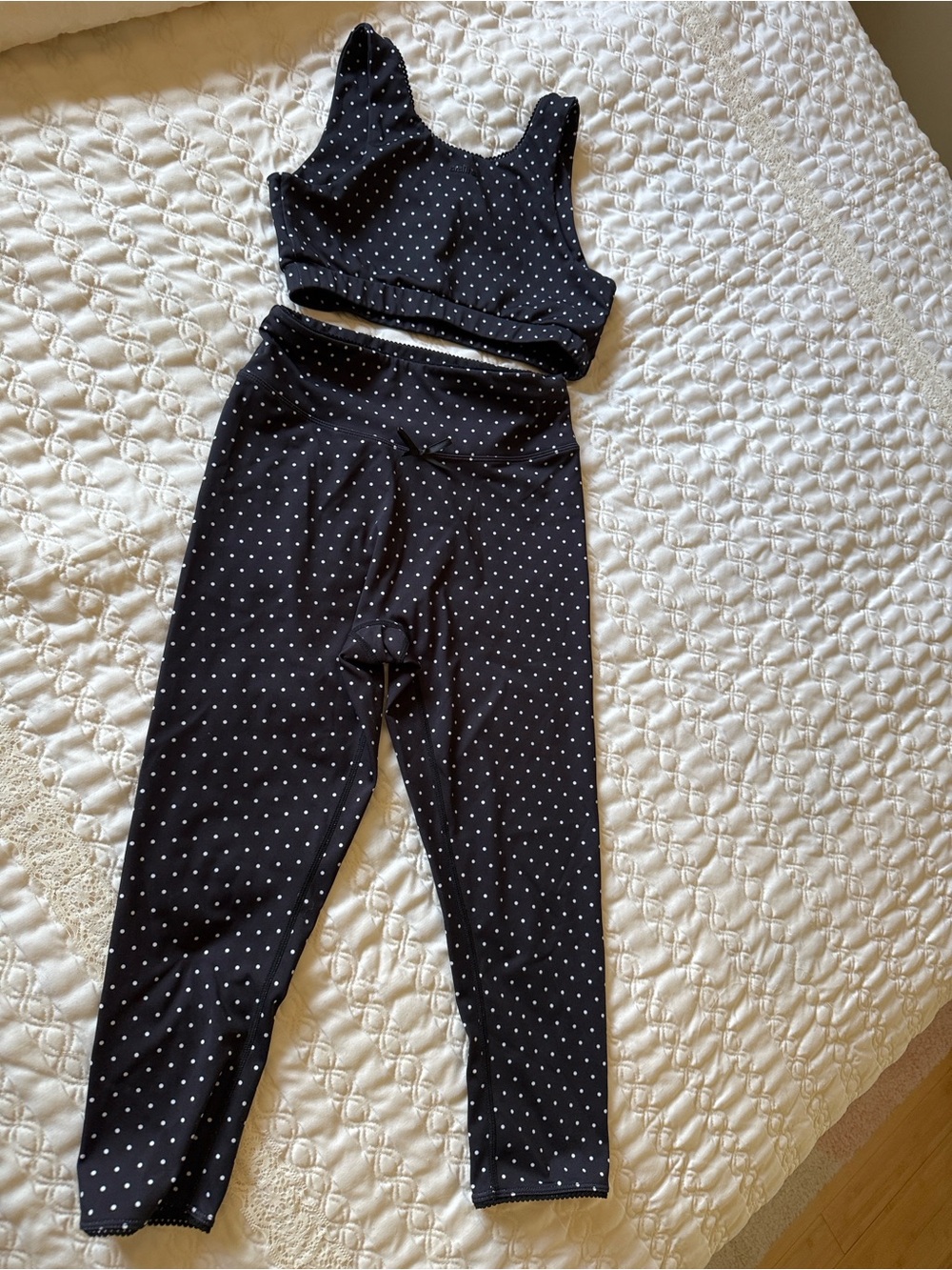 Aralina Black Polka Dot Active Set - Crop Top & Leggings size S +free gift .